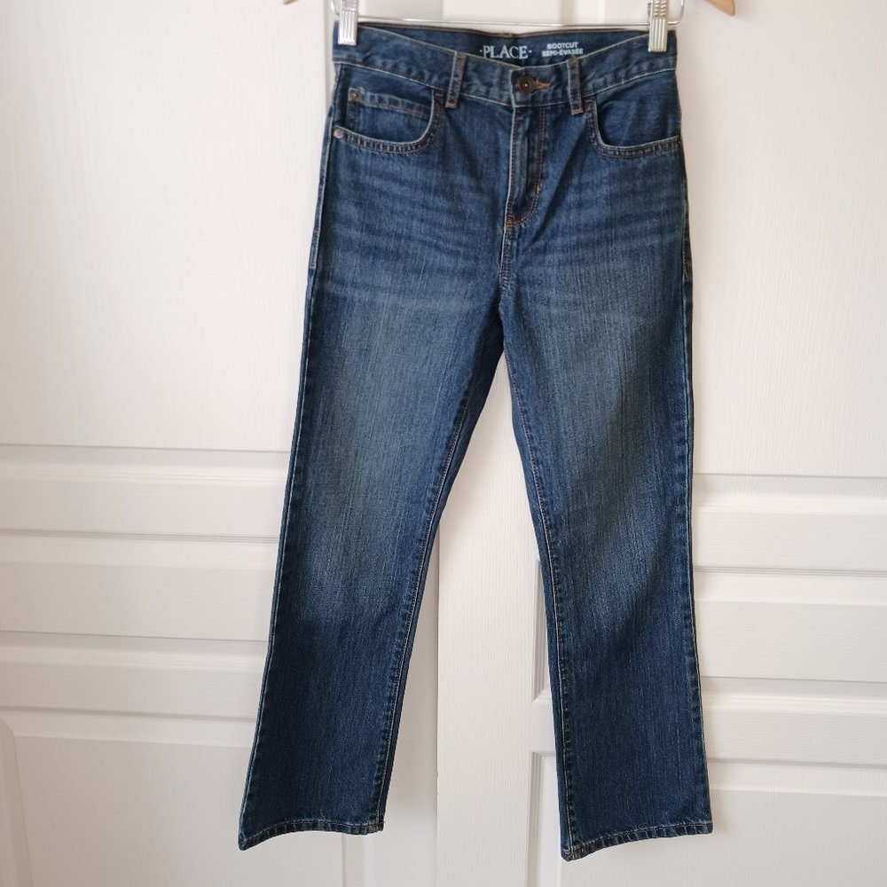 Children's Place Boy's Medium Wash 100% Cotton Bootcut Jeans Size 12